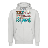 Dove Grey eat sleep baseball repeat Zipper Hoodie - HRA Design Shop