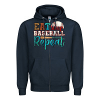 Navy eat sleep baseball repeat Zipper Hoodie - HRA Design Shop