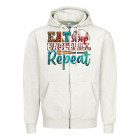 Oatmeal Heather eat sleep baseball repeat Zipper Hoodie - HRA Design Shop