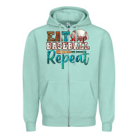 Seafoam eat sleep baseball repeat Zipper Hoodie - HRA Design Shop
