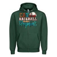 Sports Green eat sleep baseball repeat Zipper Hoodie - HRA Design Shop