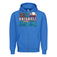 True Royal eat sleep baseball repeat Zipper Hoodie - HRA Design Shop