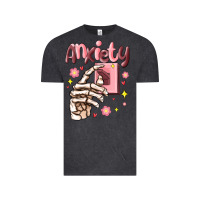 Vintage Black anxiety skeleton hand Vintage Tee - MaliasSmallBusiness