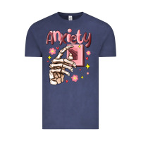 Vintage Denim anxiety skeleton hand Vintage Tee - MaliasSmallBusiness