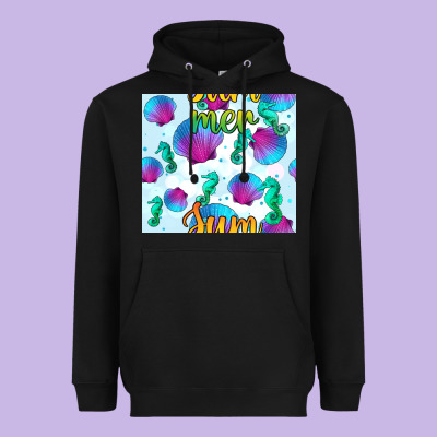 Seahorse And Sea Shell Seamless Pattern Heavyweight Hoodie Designed By Bundleandbundleshop