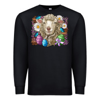 Black easter sheep eggs butterfly daisys leopard glitter wooden Premium Sweatshirt - Artiststas