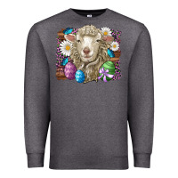 Charcoal Heather easter sheep eggs butterfly daisys leopard glitter wooden Premium Sweatshirt - Artiststas