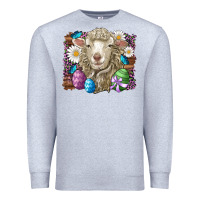 Heather Grey easter sheep eggs butterfly daisys leopard glitter wooden Premium Sweatshirt - Artiststas