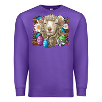Purple easter sheep eggs butterfly daisys leopard glitter wooden Premium Sweatshirt - Artiststas