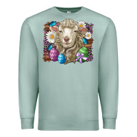 Seafoam easter sheep eggs butterfly daisys leopard glitter wooden Premium Sweatshirt - Artiststas