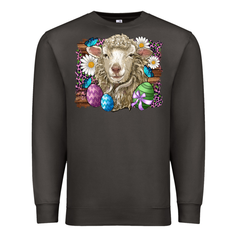 Easter Sheep Eggs Butterfly Daisys Leopard Glitter Wooden Premium Sweatshirt by Artiststas | Teevron