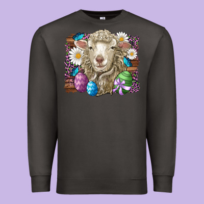 Easter Sheep Eggs Butterfly Daisys Leopard Glitter Wooden Premium Sweatshirt Designed By Artiststas