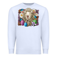 White easter sheep eggs butterfly daisys leopard glitter wooden Premium Sweatshirt - Artiststas