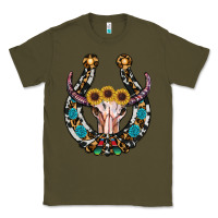 Army Green western horseshoe skull Classic Tee - RanaPortraitStore