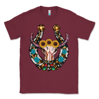 Burgundy western horseshoe skull Classic Tee - RanaPortraitStore