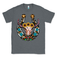 Charcoal Heather western horseshoe skull Classic Tee - RanaPortraitStore