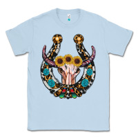 Dusty Blue western horseshoe skull Classic Tee - RanaPortraitStore