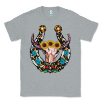 Heather Grey western horseshoe skull Classic Tee - RanaPortraitStore