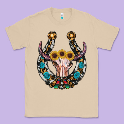 Western Horseshoe Skull Classic Tee Designed By Ranaportraitstore