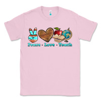 Bubblegum Pink peace love teach Classic Tee - BundleAndBundleShop