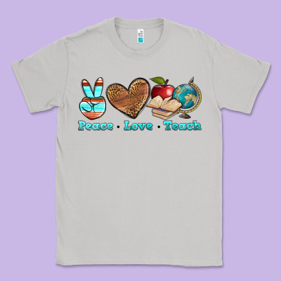 Peace Love Teach Classic Tee Designed By Bundleandbundleshop