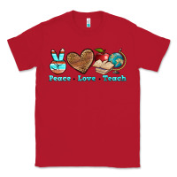 Red peace love teach Classic Tee - BundleAndBundleShop