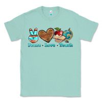 Seafoam peace love teach Classic Tee - BundleAndBundleShop