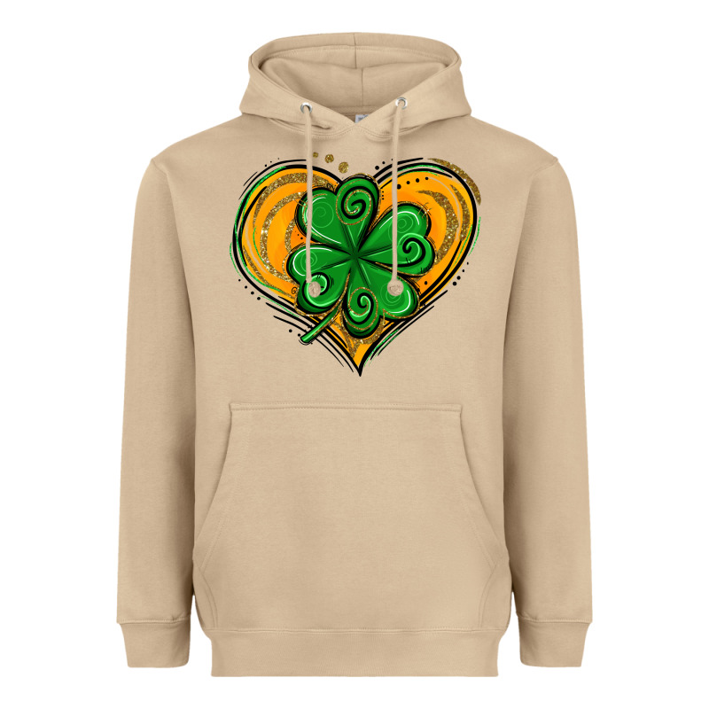 St. Patrick's Day Heart With Shamrock Heavyweight Hoodie by Jasminsmagicworld | Teevron