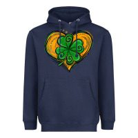 Navy St. Patrick's Day Heart with Shamrock Heavyweight Hoodie - Jasminsmagicworld