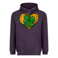 Plum St. Patrick's Day Heart with Shamrock Heavyweight Hoodie - Jasminsmagicworld