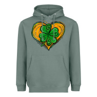 Sage St. Patrick's Day Heart with Shamrock Heavyweight Hoodie - Jasminsmagicworld