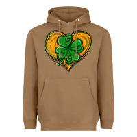Toasted Coconut St. Patrick's Day Heart with Shamrock Heavyweight Hoodie - Jasminsmagicworld
