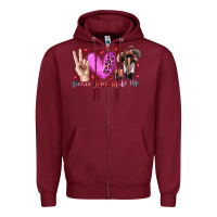 Burgundy peace love makeup Zipper Hoodie - RacoonDesign