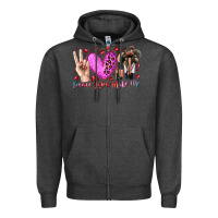 Charcoal Heather peace love makeup Zipper Hoodie - RacoonDesign