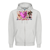 Dove Grey peace love makeup Zipper Hoodie - RacoonDesign