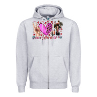 Heather Grey peace love makeup Zipper Hoodie - RacoonDesign