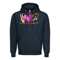 Navy peace love makeup Zipper Hoodie - RacoonDesign