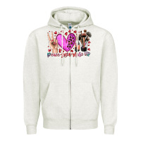 Oatmeal Heather peace love makeup Zipper Hoodie - RacoonDesign