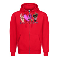 Red peace love makeup Zipper Hoodie - RacoonDesign