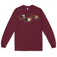 Burgundy hohoho christmas cows Long Sleeve Tee - RanaPortraitStore