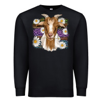 Black easter goat daisys leopard wooden Premium Sweatshirt - Artiststas
