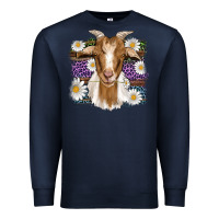 Navy easter goat daisys leopard wooden Premium Sweatshirt - Artiststas