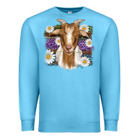 Ocean Blue easter goat daisys leopard wooden Premium Sweatshirt - Artiststas