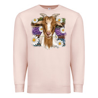 Pale Pink easter goat daisys leopard wooden Premium Sweatshirt - Artiststas