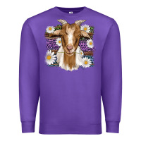 Purple easter goat daisys leopard wooden Premium Sweatshirt - Artiststas