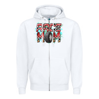 White Race Mom Zipper Hoodie - RacoonDesign