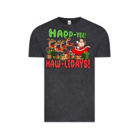 Vintage Black happ yee haw lidays Vintage Tee - MaliasSmallBusiness
