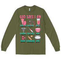 Army Green god says i am Long Sleeve Tee - texasbilliewilder
