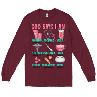 Burgundy god says i am Long Sleeve Tee - texasbilliewilder