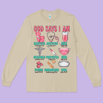 God Says I Am Long Sleeve Tee Designed By Texasbilliewilder
